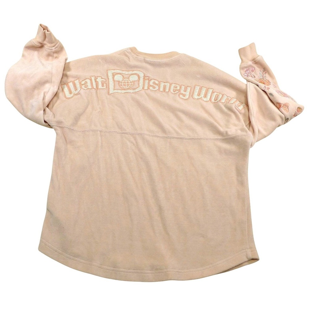 Disney‎ Spirit Jersey Walt Disney World Velour Floral Peach Pink XS Long Sleeve